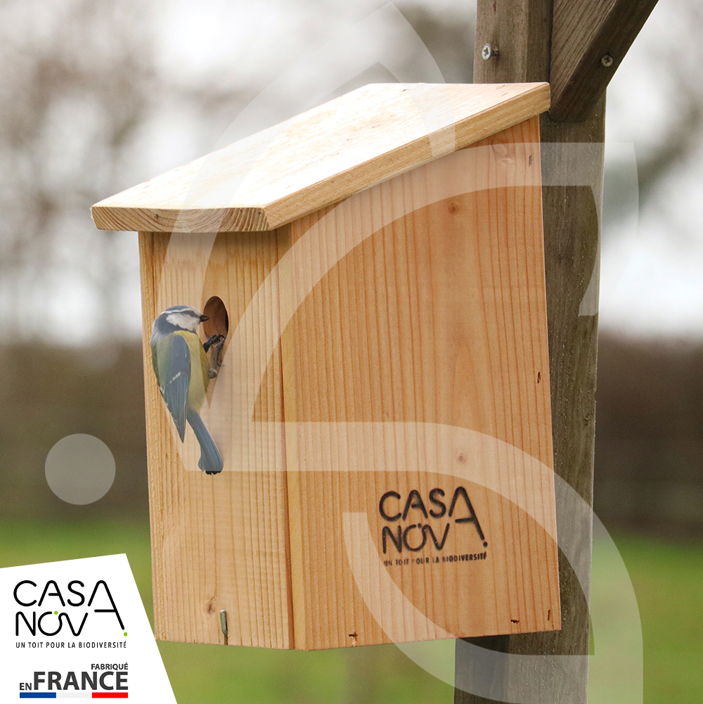 Nichoir La Cabane 28mm pour les oiseaux du jardin. Fabriqué en France.